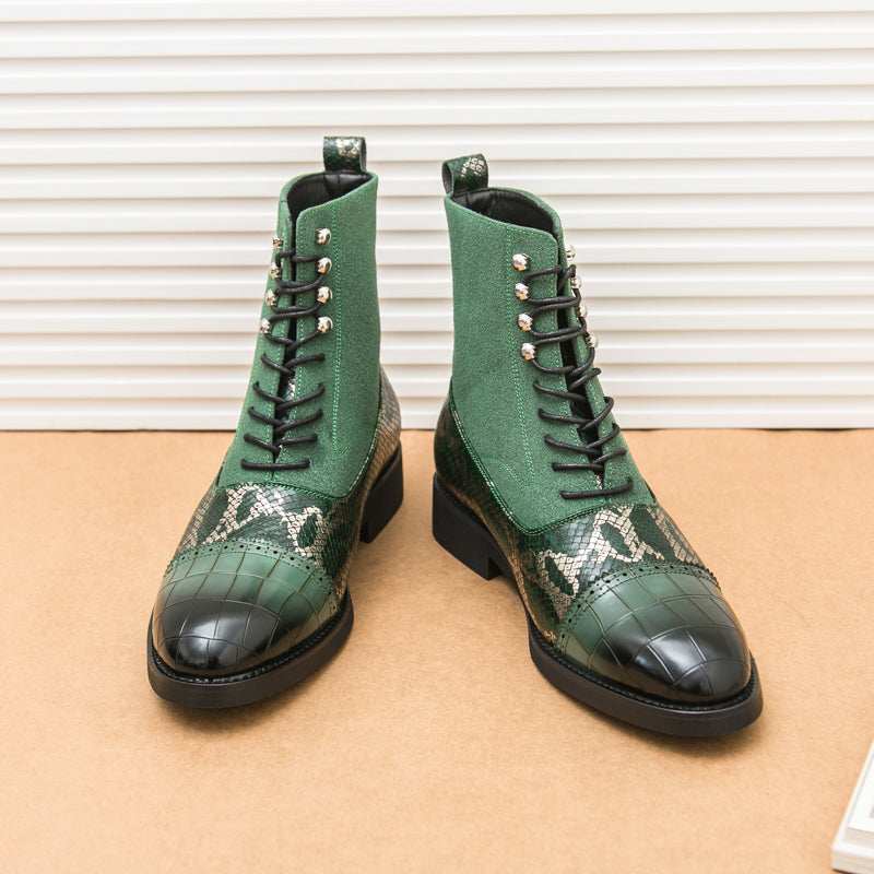 MLB LTHR-09 Patterned Lace-Up Boots - Sneakernational
