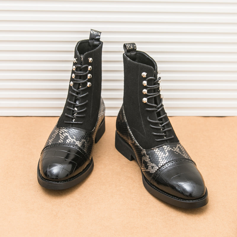 MLB LTHR-09 Patterned Lace-Up Boots - Sneakernational
