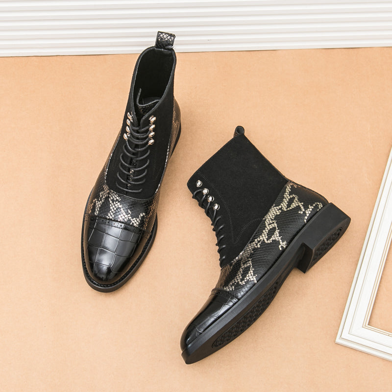 MLB LTHR-09 Patterned Lace-Up Boots - Sneakernational