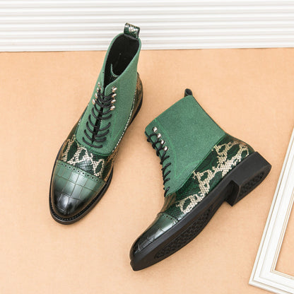 MLB LTHR-09 Patterned Lace-Up Boots - Sneakernational