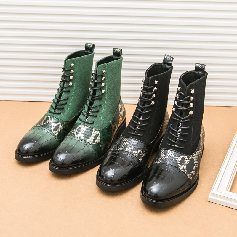 MLB LTHR-09 Patterned Lace-Up Boots - Sneakernational
