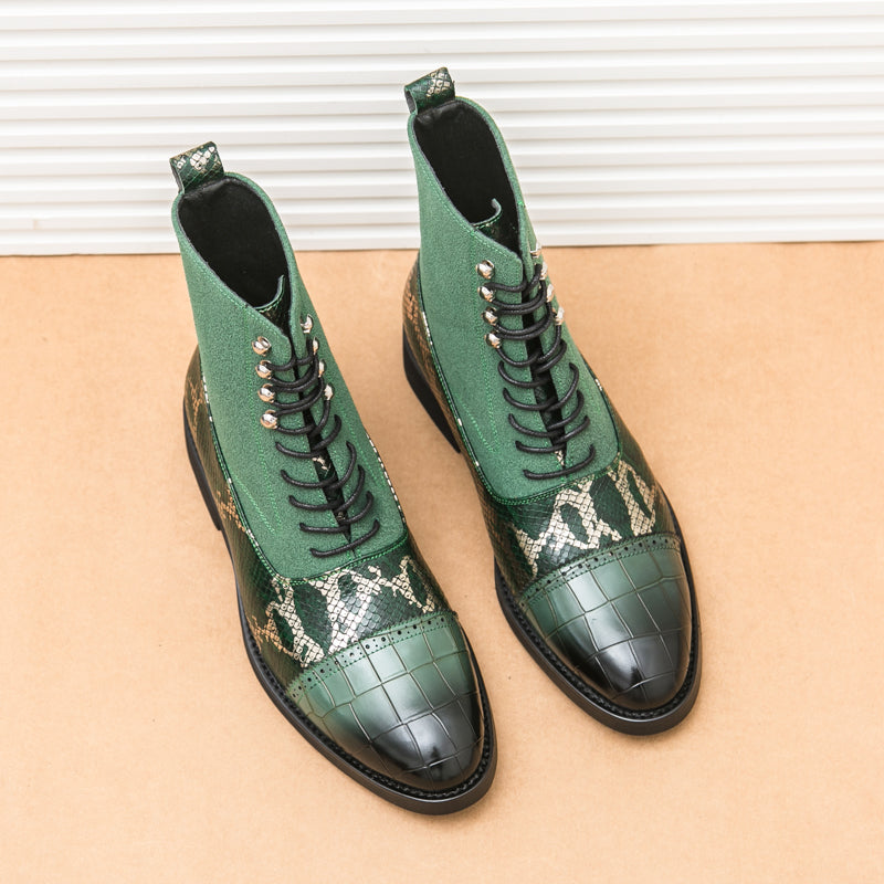 MLB LTHR-09 Patterned Lace-Up Boots - Sneakernational