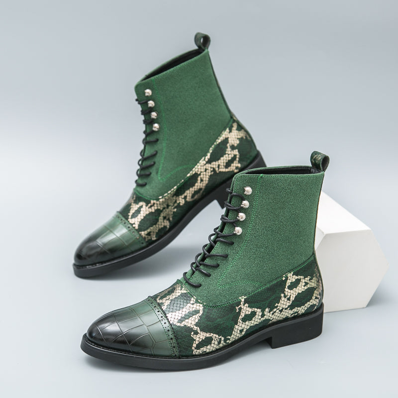 MLB LTHR-09 Patterned Lace-Up Boots - Sneakernational