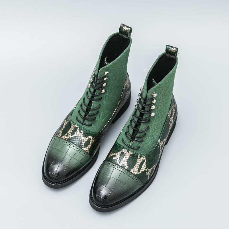 MLB LTHR-09 Patterned Lace-Up Boots - Sneakernational
