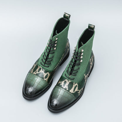 MLB LTHR-09 Patterned Lace-Up Boots - Sneakernational