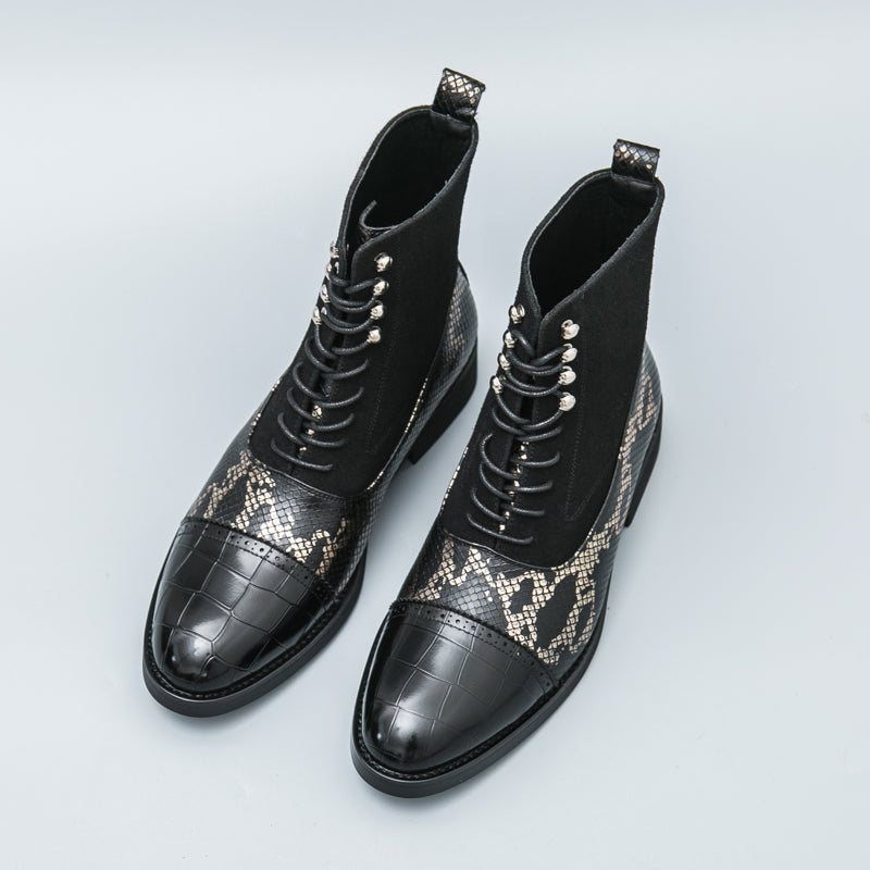 MLB LTHR-09 Patterned Lace-Up Boots - Sneakernational