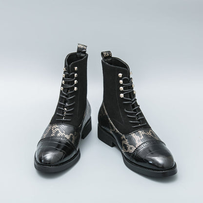 MLB LTHR-09 Patterned Lace-Up Boots - Sneakernational