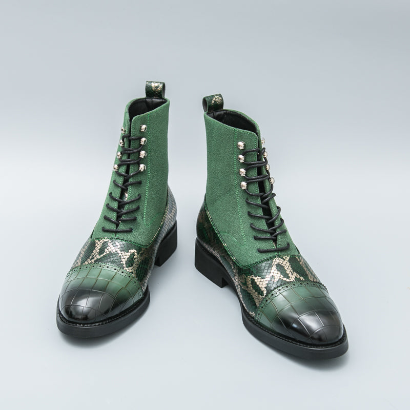 MLB LTHR-09 Patterned Lace-Up Boots - Sneakernational