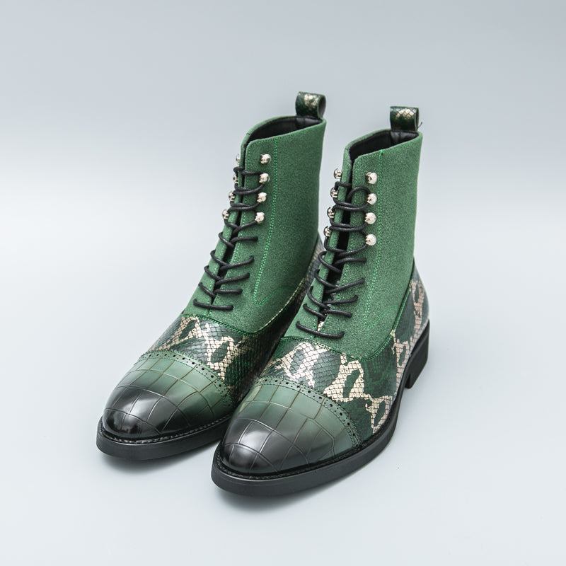 MLB LTHR-09 Patterned Lace-Up Boots - Sneakernational