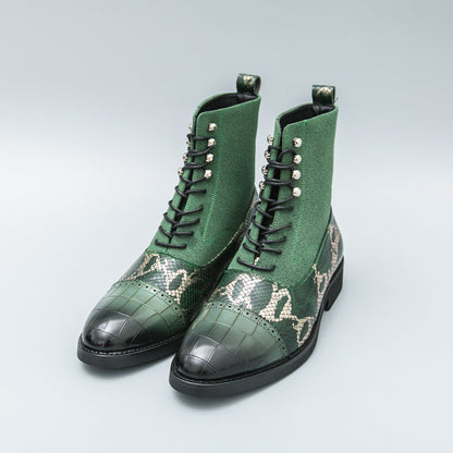 MLB LTHR-09 Patterned Lace-Up Boots - Sneakernational