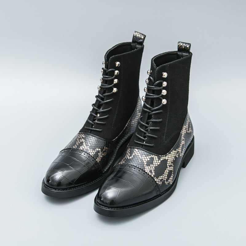 MLB LTHR-09 Patterned Lace-Up Boots - Sneakernational