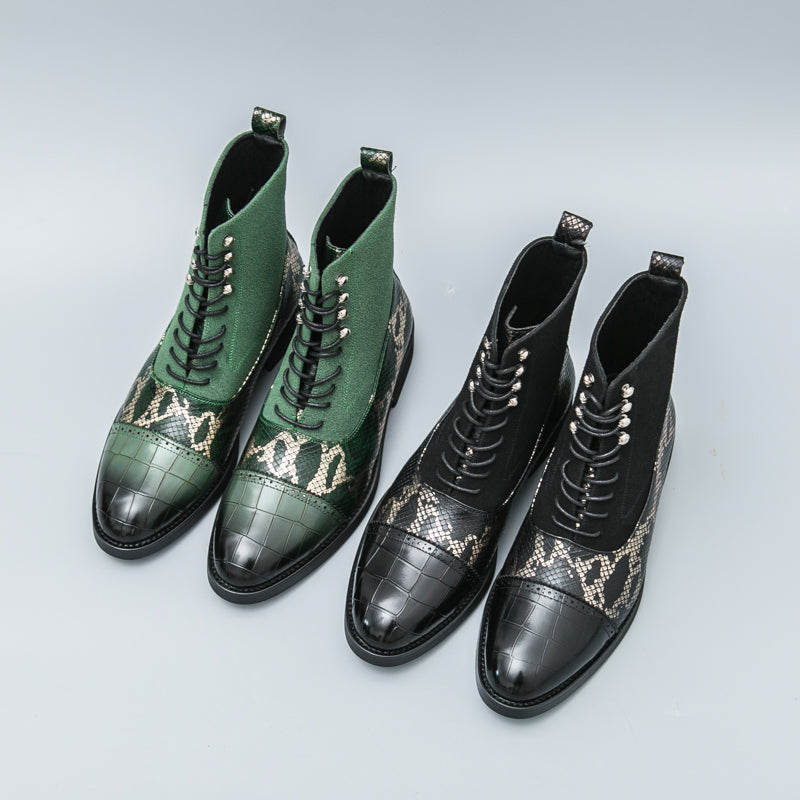 MLB LTHR-09 Patterned Lace-Up Boots - Sneakernational