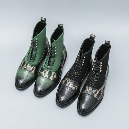 MLB LTHR-09 Patterned Lace-Up Boots - Sneakernational