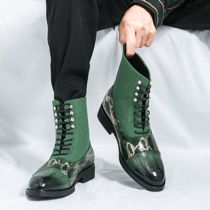 MLB LTHR-09 Patterned Lace-Up Boots - Sneakernational