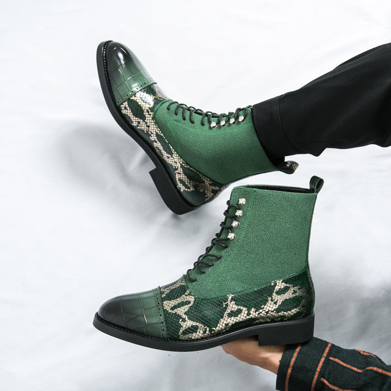 MLB LTHR-09 Patterned Lace-Up Boots - Sneakernational