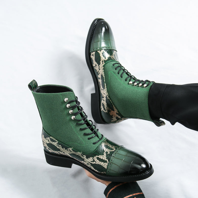 MLB LTHR-09 Patterned Lace-Up Boots - Sneakernational