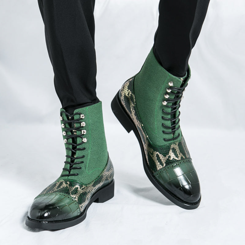 MLB LTHR-09 Patterned Lace-Up Boots - Sneakernational