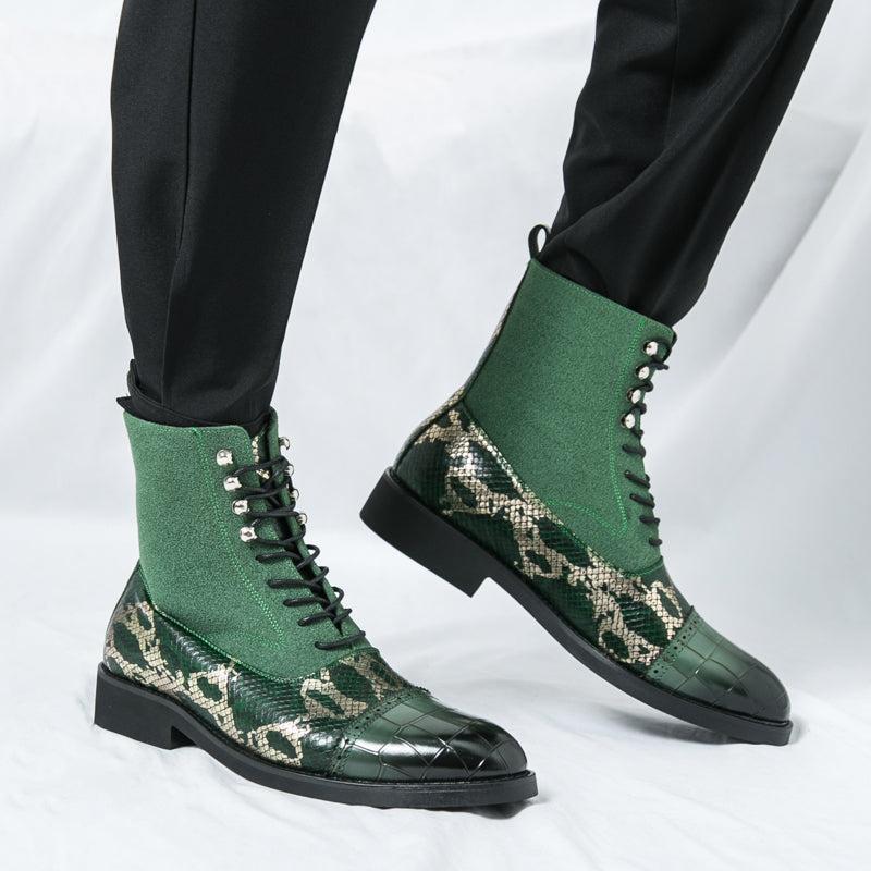 MLB LTHR-09 Patterned Lace-Up Boots - Sneakernational