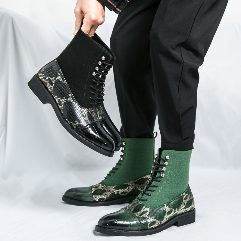 MLB LTHR-09 Patterned Lace-Up Boots - Sneakernational
