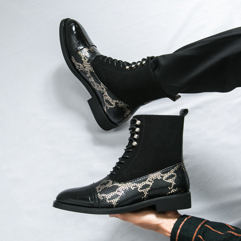 MLB LTHR-09 Patterned Lace-Up Boots - Sneakernational