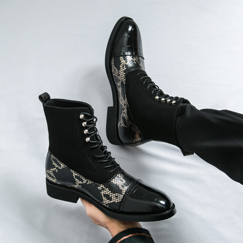 MLB LTHR-09 Patterned Lace-Up Boots - Sneakernational