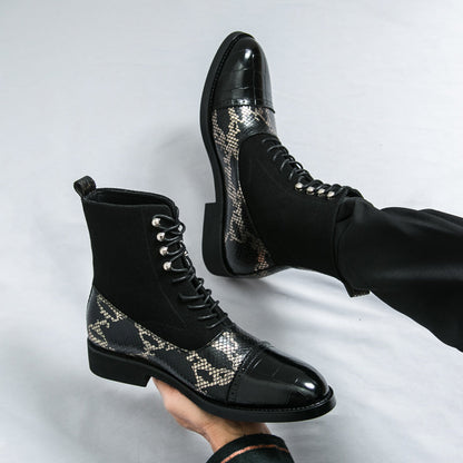 MLB LTHR-09 Patterned Lace-Up Boots - Sneakernational
