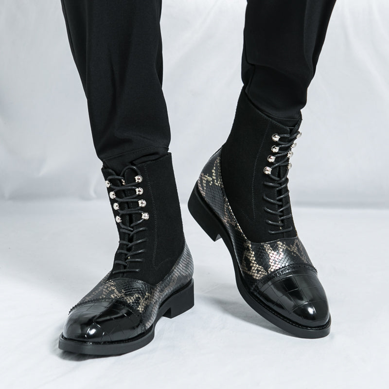 MLB LTHR-09 Patterned Lace-Up Boots - Sneakernational