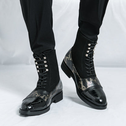 MLB LTHR-09 Patterned Lace-Up Boots - Sneakernational