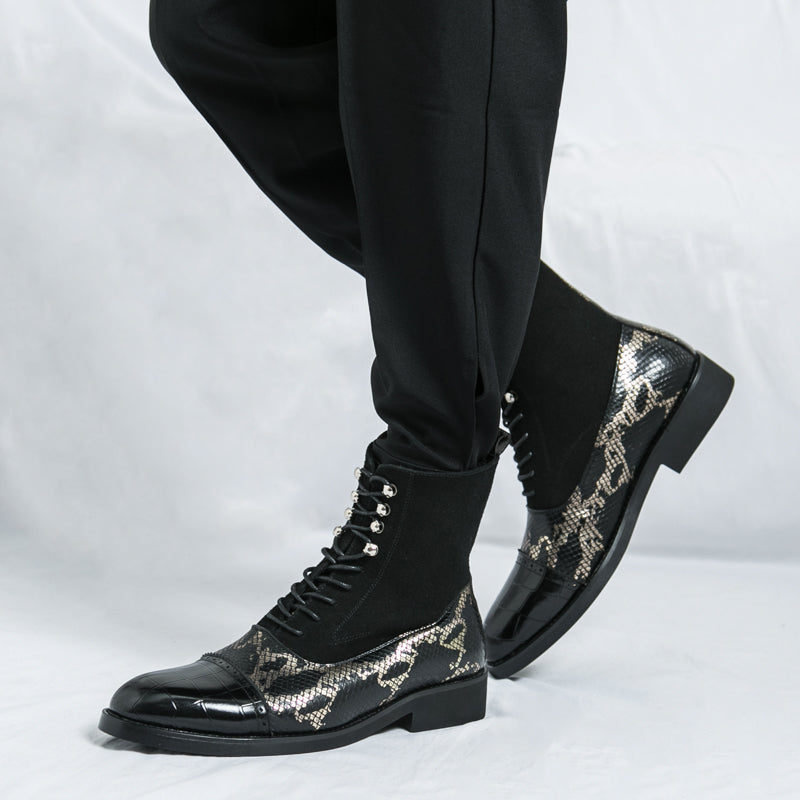 MLB LTHR-09 Patterned Lace-Up Boots - Sneakernational