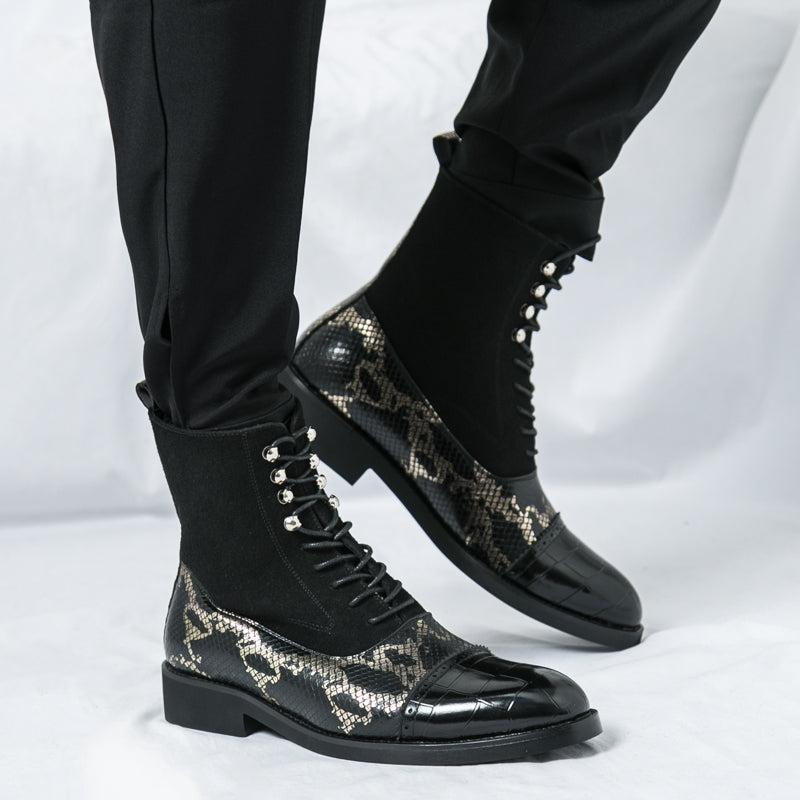 MLB LTHR-09 Patterned Lace-Up Boots - Sneakernational