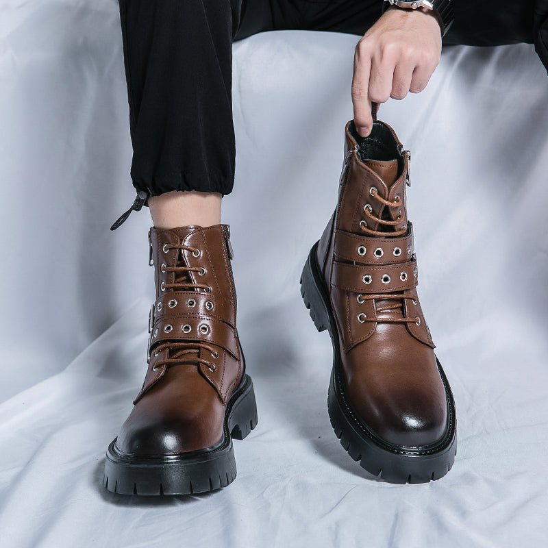 MLB LTHR-10 Dual-Buckle Combat Boots - Sneakernational