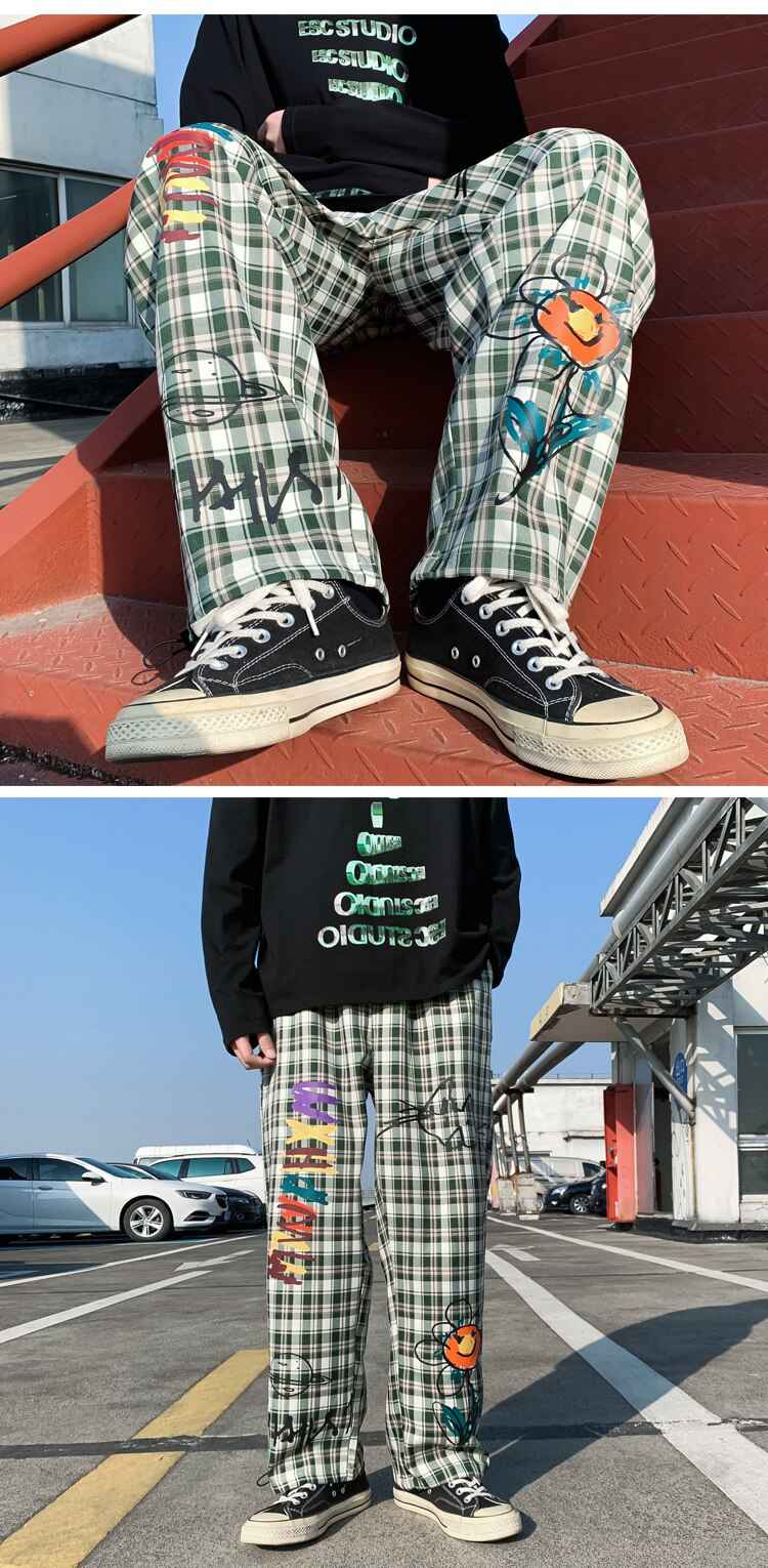 Cartoonist Plaid Design Pants