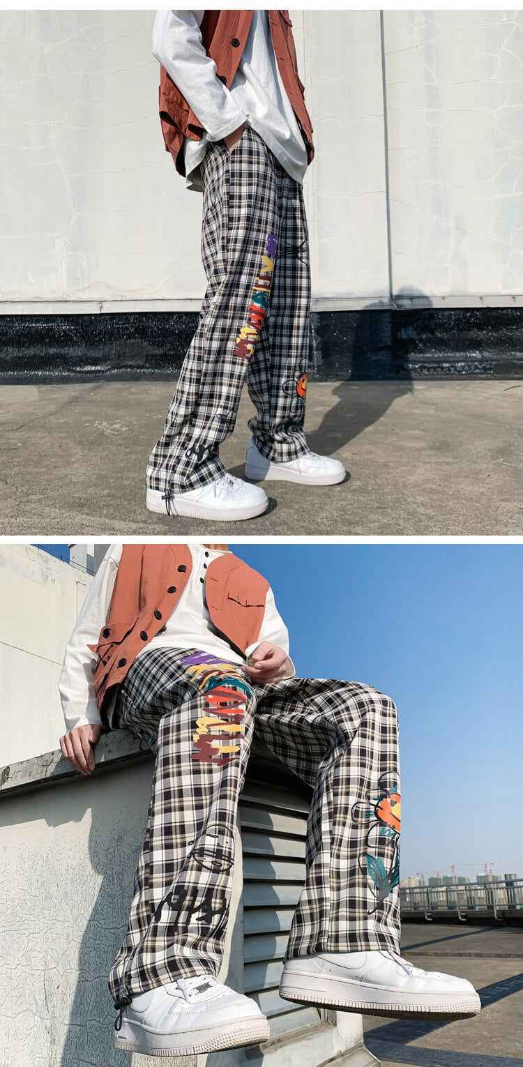 Cartoonist Plaid Design Pants
