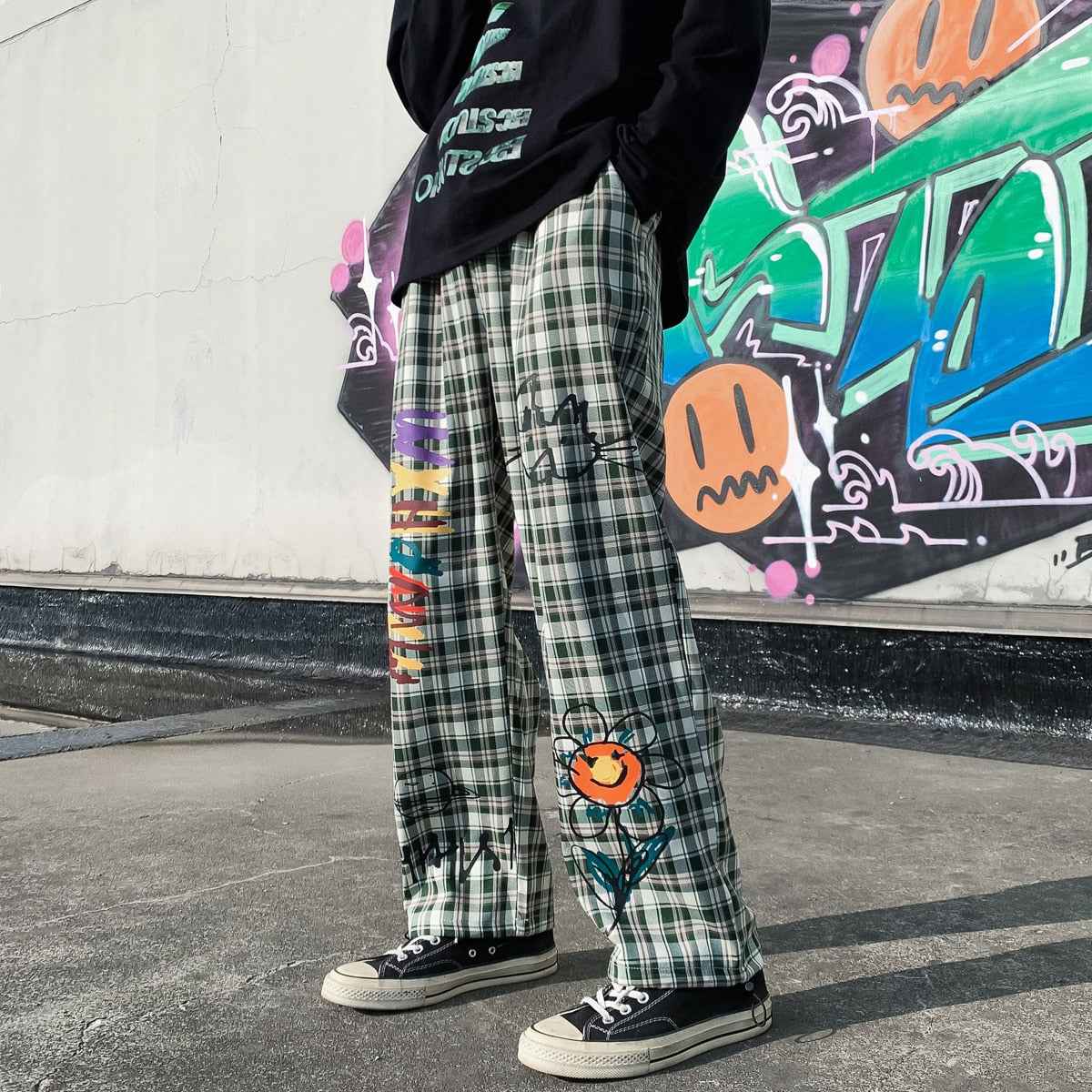 Cartoonist Plaid Design Pants