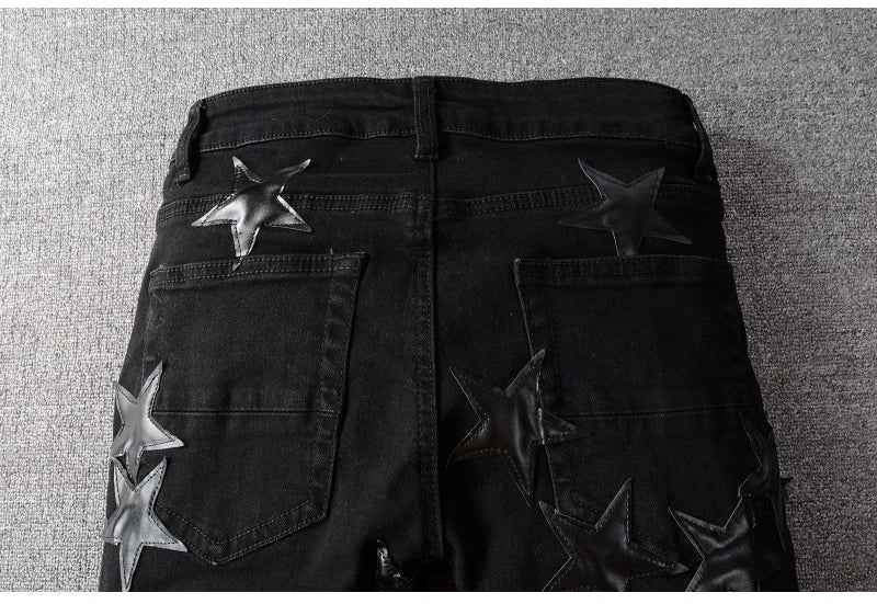 Ebony Black Stars Patch Pants