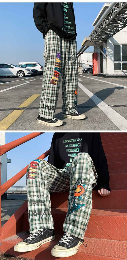 Cartoonist Plaid Design Pants