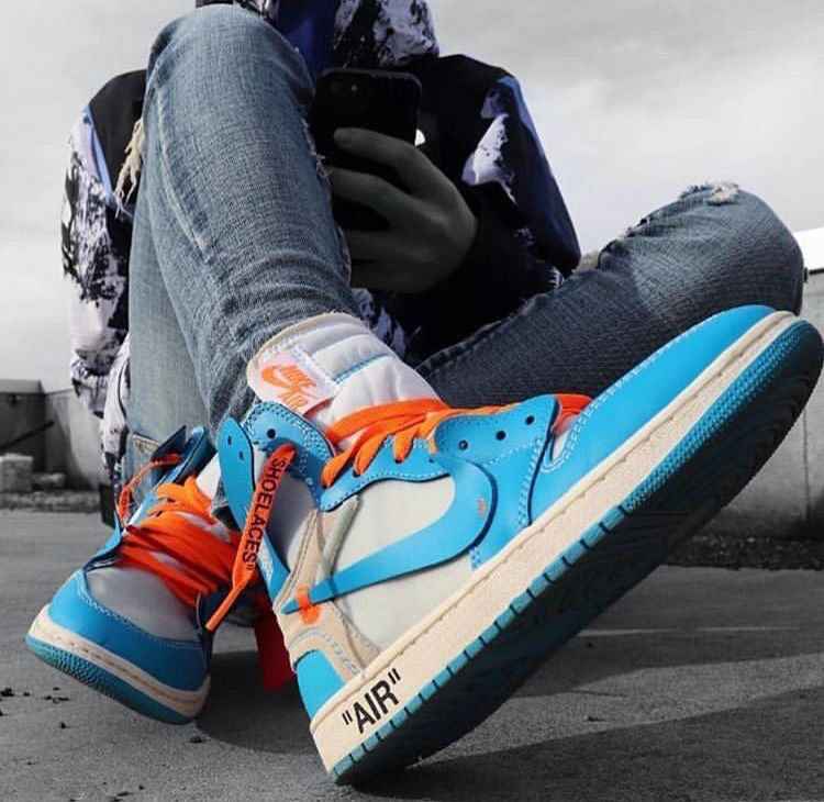 Custom Air Jordan 1 OFF-White Blue Sneakers