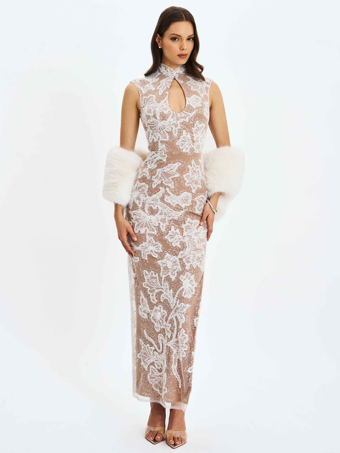 Jazmin White Multi-wear Faux Fur Scarf