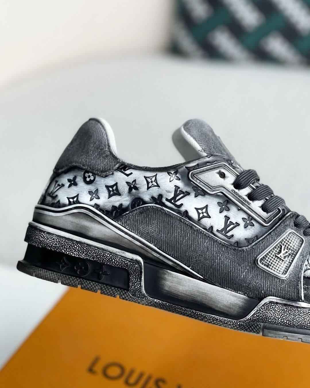 LV Denim Black Trainer Sneakers