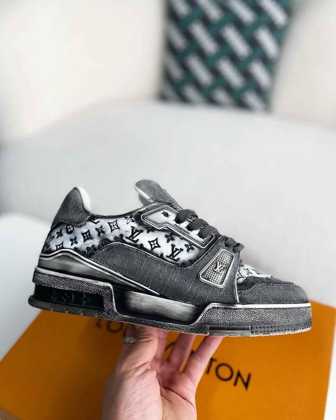 LV Denim Black Trainer Sneakers