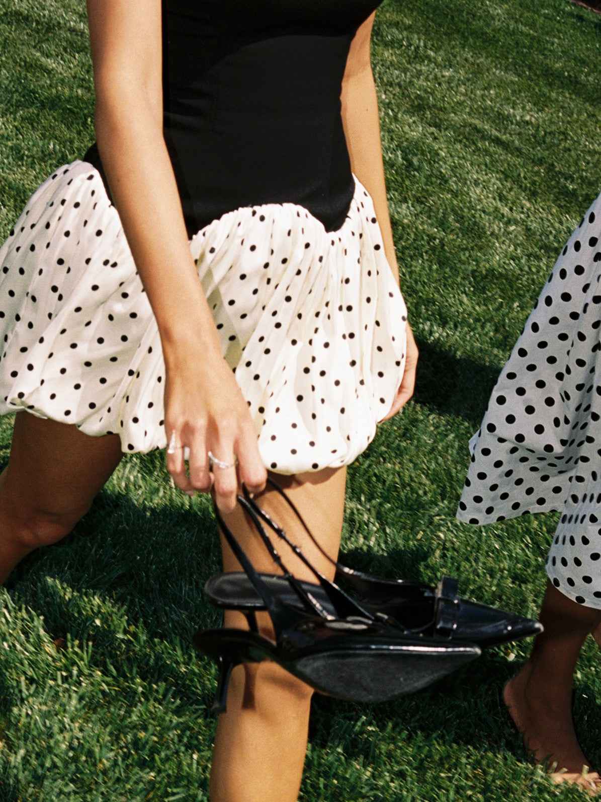 Dahliana Polka Dot Bubble Hem Corset Mini Dress