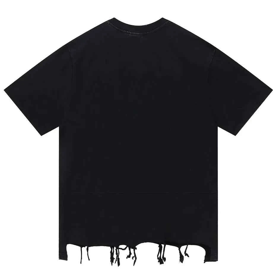 Plain Color Ripped Oversized T-Shirt