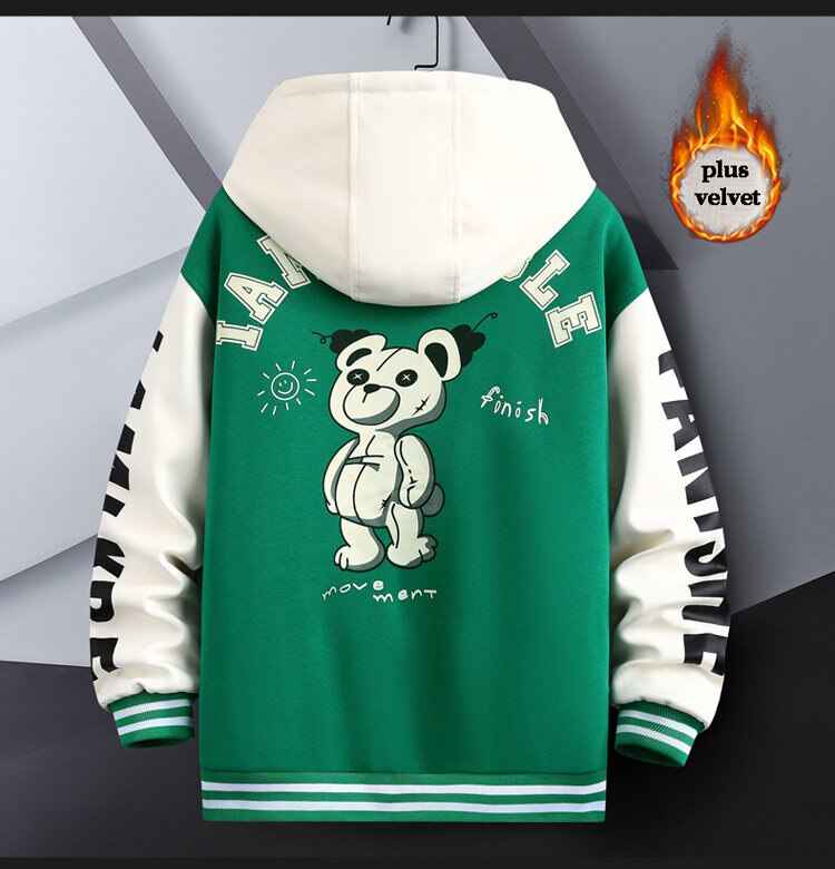 R Quilted Thermal Hooded Varsity Jacket