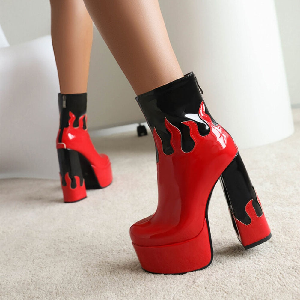 ELAXI High Heel Platform Ankle Boots - Sneakernational