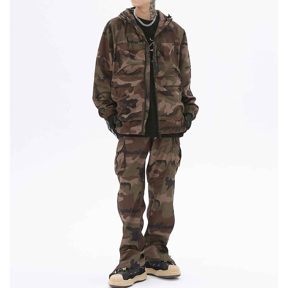 N923 Drawstring Camo Jacket & Cargo Pants Set