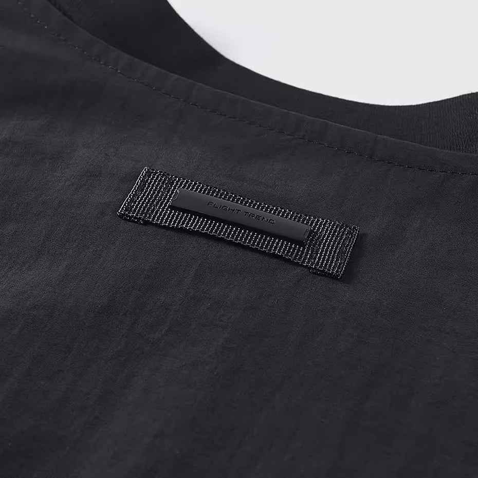 Black Color Half Vest Pockets T-Shirt