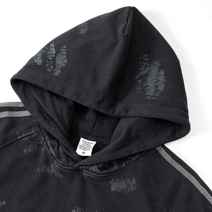Coal Black Striped Sleeves Hoodie