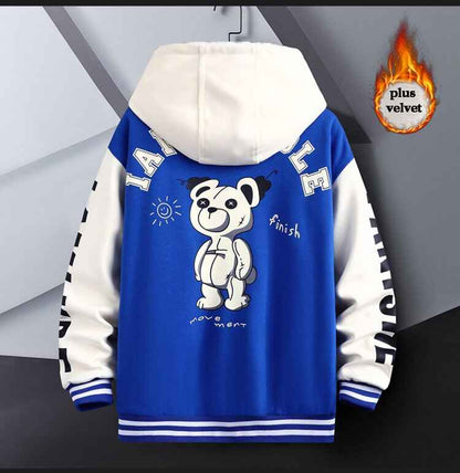 R Quilted Thermal Hooded Varsity Jacket
