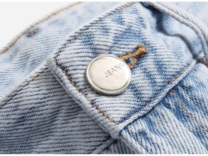 Light Blue Fringe Destroyed Pants