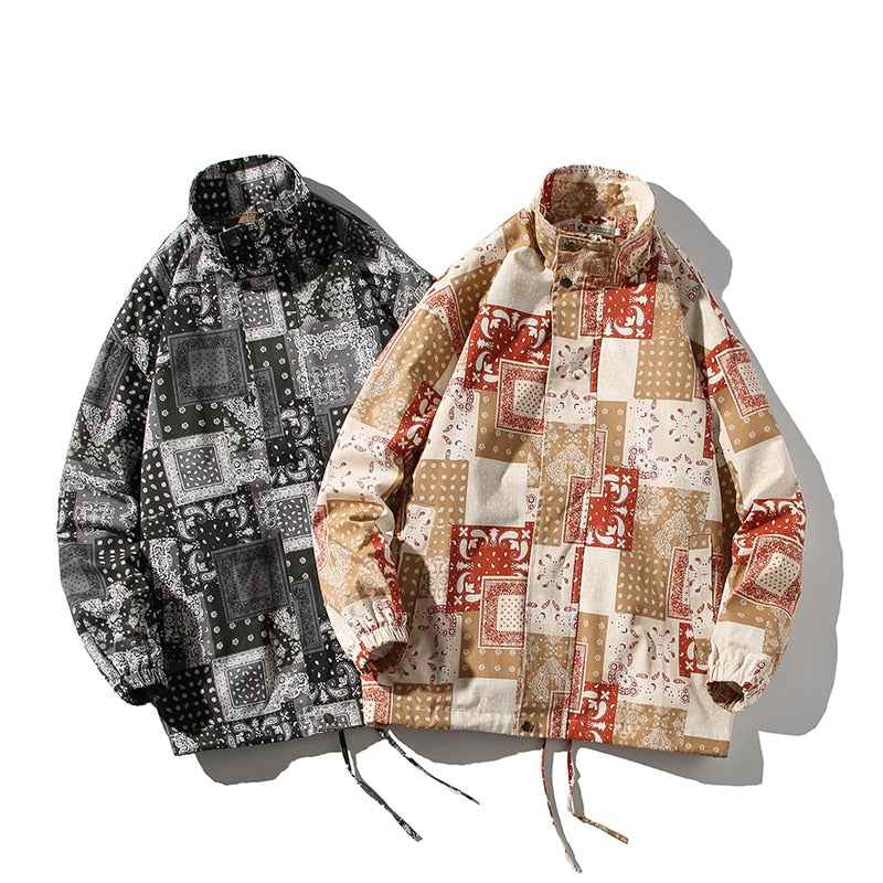 Seamless Stencil Design Round Collar Overshirt